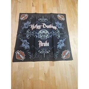 Harley Davidson Motorcycle Bandana Black Skull Aruba 22” X 22”